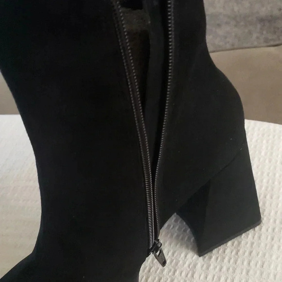 G B Retro 9.5 Black Suede Platform Grunge Chunky Square-Toe Whimsigoth Punk - Picture 5 of 5